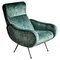 Poltrona in velluto verde nello stile di Marco Zanuso, anni '50, Immagine 1