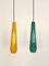 Lampade a sospensione in vetro di Murano verde e giallo di Vistosi, Italia, anni '70, set di 2, Immagine 1