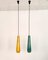 Lampade a sospensione in vetro di Murano verde e giallo di Vistosi, Italia, anni '70, set di 2, Immagine 9