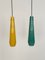 Lampade a sospensione in vetro di Murano verde e giallo di Vistosi, Italia, anni '70, set di 2, Immagine 4