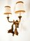 Bronze Wall Lights with Fish and Silk Lampshades, Image 8