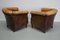 Set of Vintage Dutch Cognac Colored Leather Club Chairs 16