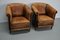 Set of Vintage Dutch Cognac Colored Leather Club Chairs 2