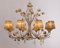 Lampadario a 8 luci con paralumi, struttura color avorio e pendenti in vetro di Murano colorato, Immagine 2