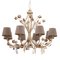 Lampadario a 8 luci con paralumi, struttura color avorio e pendenti in vetro di Murano colorato, Immagine 1