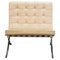 Poltrona Barcelona in pelle color crema attribuita a Mies Van Der Rohe per Knoll, Immagine 1