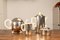 Art Deco Bauhaus Coffee & Tea Service by Atelier Mayer for Hutschenreuther WMF, 1930s, Set of 4 3