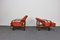 Poltrone Art Déco in noce impiallacciata e poggiapiedi, Ungheria, anni '30, set di 3, Immagine 7