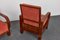 Poltrone Art Déco in noce impiallacciata e poggiapiedi, Ungheria, anni '30, set di 3, Immagine 9