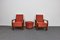 Poltrone Art Déco in noce impiallacciata e poggiapiedi, Ungheria, anni '30, set di 3, Immagine 4