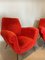 Fauteuils en Tissu Rouge avec Pieds en Métal Laqué et Pieds en Laiton dans le style de Gigi Radice, 1950s, Set de 2 3