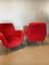 Set of Red Fabric Armchairs with Lacquered Metal Legs and Brass Feet in the style of Gigi Radice, 1950s, Image 5