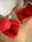 Set of Red Fabric Armchairs with Lacquered Metal Legs and Brass Feet in the style of Gigi Radice, 1950s, Image 2