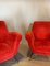 Set of Red Fabric Armchairs with Lacquered Metal Legs and Brass Feet in the style of Gigi Radice, 1950s, Image 4