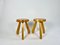 Pine Sandoz Hocker Charlotte Perriand zugeschrieben für Les Arcs, Frankreich, 1960er, 2er Set 4