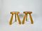 Pine Sandoz Hocker Charlotte Perriand zugeschrieben für Les Arcs, Frankreich, 1960er, 2er Set 3
