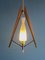 Mid-Century Ceiling Lamp in Teak and Opaline Glass, 1960s 4