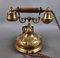 Vintage Telcer Desk Telephone in Brass & Wood, 1950s 4