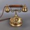Vintage Telcer Desk Telephone in Brass & Wood, 1950s 1