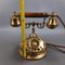 Vintage Telcer Desk Telephone in Brass & Wood, 1950s 16