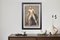 Eduard Braun, Academic Life Study Drawing of a Male Nude Carrying a Staff, 1800s, Charcoal & Pencil & Paper, Framed 25