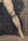 Eduard Braun, Academic Life Study Drawing of a Male Nude Carrying a Staff, 1800s, Charcoal & Pencil & Paper, Framed 8