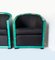 Set of Deco Armchairs in Wood and Green Parchment, 1930s 6