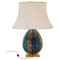 Enameled Faux Colored Marble, Malachite and Brass Table Lamp, 1970s 2