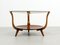 Runder Italienischer Couchtisch aus Walnuss, Messing & Glas, 1950er 2