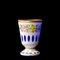 Biedermeier White Overlaid Clear Yellow Glass, Glass with Gold and Flower Motifs Painted Enamel, Deep Cut Lenses and Gold Blue Vase, 1890s 1