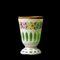 Biedermeier Weiß überzogenes klares gelbes Glas, Glas mit Gold- und Blumenmotiven, Emaille, tief geschliffene Gläser und goldgrüne Vase, 1890er 1
