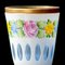 Biedermeier White Overlaid Clear Yellow Glass, Glass with Gold and Flower Motifs Painted Enamel, Deep Cut Lenses and Gold Light Blue Vase, 1890s 1