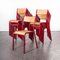 Red Stacking Dining Chair with Beech Seat from Mullca, 1970s 1