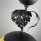 Lampada a sospensione Art Déco in vetro opalino e metallo nero, anni '30, Immagine 8