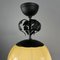 Lampada a sospensione Art Déco in vetro opalino e metallo nero, anni '30, Immagine 10