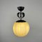 Lampada a sospensione Art Déco in vetro opalino e metallo nero, anni '30, Immagine 3