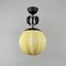 Lampada a sospensione Art Déco in vetro opalino e metallo nero, anni '30, Immagine 4
