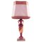 Mid-Century Modern Art Deco Table Lamp in Red Alabaster with Damask Lampshade, 1930s, Image 1