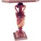 Mid-Century Modern Art Deco Table Lamp in Red Alabaster with Damask Lampshade, 1930s, Image 4