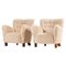 Set of Easy Chairs in Beech & Reupholstered in Sheepskin attributed to Fritz Hansen, 1938 1