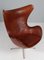 Egg Chair in Patinated Nature Leather attributed to Arne Jacobsen for Fritz Hansen, Image 2