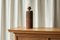 Mid-Century Studio Pottery Table Lamp in Chamotte Clay with Rattan Shade, 1940s 4