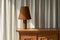 Mid-Century Studio Pottery Table Lamp in Chamotte Clay with Rattan Shade, 1940s 2