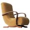 Poltrona a dondolo vintage in mohair e legno, anni '30, Immagine 1