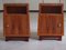 Vintage Applewood Bedside Tables with Red Marble Top, Set of 2, Image 1