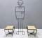 Set of Vintage Skai and Golden Metal Poufs attributed to Pierluigi Colli, Italy, 1950s 2