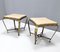 Set of Vintage Skai and Golden Metal Poufs attributed to Pierluigi Colli, Italy, 1950s 3