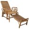 Mid-Century Wicker Deck Chair with Foot Stool 1