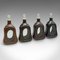 English Leather & Glass Spirit Bottles, 1890s, Set of 4 1