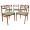 Sillas de comedor escandinavas modernas de teca y tapicería verde, 1960. Juego de 5, Imagen 1